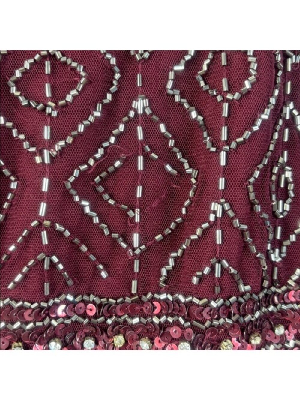 NWT J Kara Womens Burgundy Beaded Short Sleeve Empire Waist Gown PLUS SIZE 18 - Picture 10 of 16